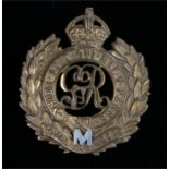 George V Royal Engineers Militia O/R's cap badge by J R Gaunt, London, two loops to reverse, K&K