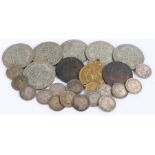 Collection of coins, to include a William IV Half Penny 1699, six 1930's Half Crowns, Spalding