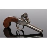 Hardy & Sons London flintlock, box lock, turn off barrel pocket pistol, the lock engraved with