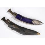 Two 20th Century Kukri's, the first with a presentation plaque to the back WO2 (SQMS) S R PIPE CPO