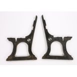 Pair of London & North Eastern Railway cast iron bench ends, painted in black, 87cm high