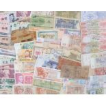 Collection of banknotes, various countries to include Barbados, Zambia, Argentina, Peru, Chinese,