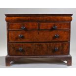 Unusual 18th Century walnut and chequer banded provincial chest of drawers, the rectangular chest of