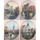 B.H. Gaze (20th Century) Signed Group of four watercolour and gouache studies of Bury St Edmunds