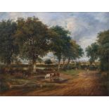 John Moore of Ipswich (1820-1902), signed oil on canvas landscape scene titled to reverse 'Friston