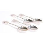 Four Victorian silver teaspoons, London 1846, maker Charles Lias, the handles monogrammed GCP, 2.7oz