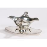 Edward VII silver sauce boat and stand, Chester 1907, maker Barker Brothers (Herbert Edward Barker &