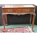 George III style mahogany side table, the rectangular top above a frieze drawer and acanthus leaf