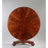 Victorian mahogany breakfast table, the circular top above a turned column and splayed base with