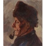 Reinier Marinus PYNENBURG (1884-1968) profile portrait of a gentleman smoking a pipe, signed oil