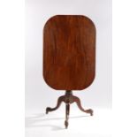 George III mahogany occasional table, the rectangular top with rounded corners above a turned column
