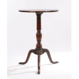 George III oak occasional table, the circular top above a turned column and cabriole legs, 45cm wide