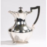 George V silver coffee pot, Sheffield 1916, James Dixon & Sons, with a hinged lid above a shaped