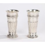 Pair of late Victorian / early Edward VII silver vases, London 1900 and 1904, maker Charles Stuart