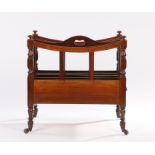 Regency rosewood Canterbury, the five divide top with central handle and finial to each corner above