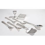 Danish silver fork and spoon, with stylised leaf decorated handles, 1934, assay master mark for