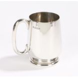 George V silver mug, Birmingham 1930, maker Barker Brothers Silver Ltd, with loop handle, tapering