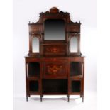 Victorian rosewood mirror back sideboard, the boxwood inlaid mirror back above a rectangular top and