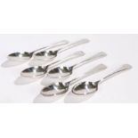 Set of six George V silver dessert spoons, Sheffield 1933, makers Mappin and Webb, 10.3oz