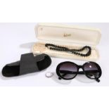 Pair of Chanel sun glasses, 5238, together with a silver ring and two necklaces, (4)