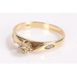 9 carat gold diamond set ring, with a central diamond, ring size P