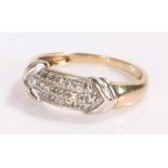 9 carat gold ring, set diamonds to the head, ring size P