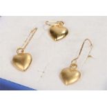 18 carat gold heart earrings and pendant