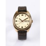 Sekonda gilt cased gentleman's wristwatch, the signed gilt dial with Arabic and baton numerals,