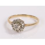 9 carat gold ring, with a flower head design, ring size P