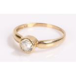 9 carat gold ring set with a white stone, ring size N