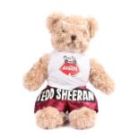 Ed Sheeran's teddy bear, with a Muay Thai top and Tedd Sheeran shorts, 33cm high. All of the Ed