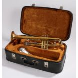 Boosey & Hawkes trumpet, with precision mute, cased