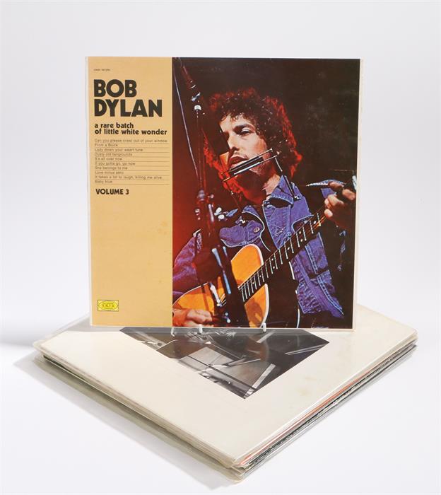 8 x Bob Dylan LPs. Stealin, Outtakes 1961 - 65 on blue vinyl, Trade Mark of Quality. A Rare Batch Of