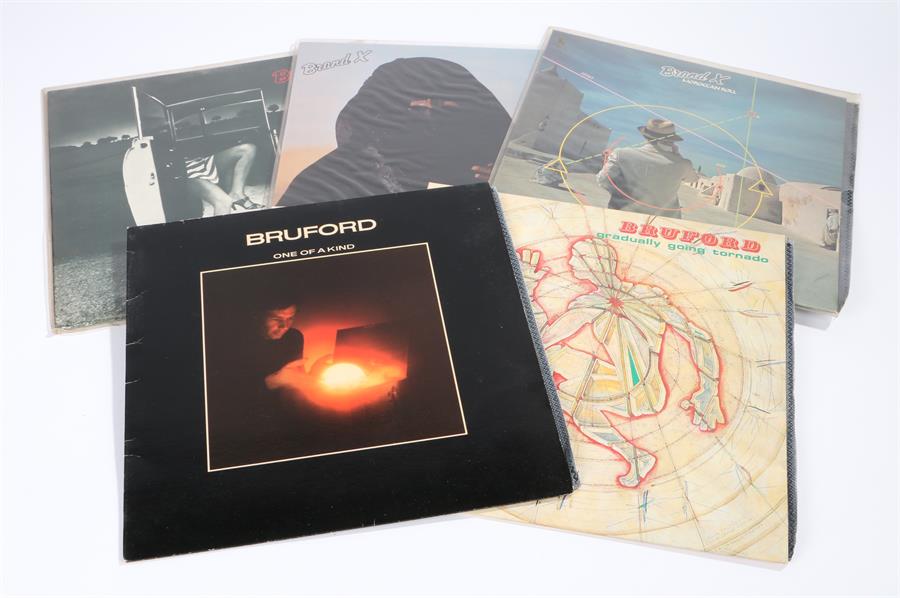 5 x Various Jazz Fusion LPs. Brand X (3) Morrocan Roll, Masques, Livestock. Bruford (2) One Of A