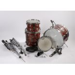 Vintage 4 piece Yamaha Drum Kit (late 1960s/early 1970s) in Willow wrap. Bass, snare, tom tom &