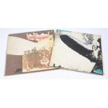 2 x Led Zeppelin LPs. Led Zeppelin, red/maroon label, turquoise sleeve lettering, superhype