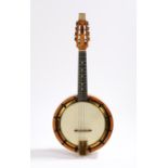 The Jetel banjo mandolin, with birds eye case back, name plate, cased