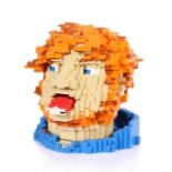 Ed Sheeran's Life Size Lego Head, made by Legoland as a Gift for Ed Sheeran, 26cm high. All of the