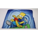 Ed Sheeran's Bart Simpson towel/blanket, with Bart Simpson on a skate board, 145cm wide. All of