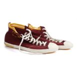 Ed Sheeran's trainers, Lacoste, in purple and yellow with white fronts, UK size 10. All of the Ed