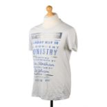 Ed Sheeran's t-shirt, ! Solid, in white with text, size L. All of the Ed Sheeran Collection has come