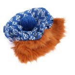 Ed Sheeran's novelty Scottish theme hat, in blue with Scottish flags and ginger fur back surround.