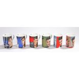 Scarce complete boxed set of 6 English bone china mugs made in 1999 by Danbury Mint, each with