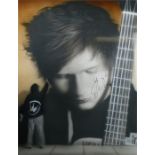 Ed Sheeran signed picture, of large proportions, the photographic image on hardboard, signed to