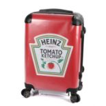Ed Sheeran's suitcase, Heinz Tomato Ketchup with red ground, 56cm high. All of the Ed Sheeran