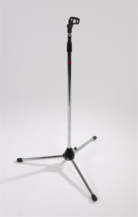 Ed Sheeran's microphone stand, DIXON, in chrome, used with scuffs. All of the Ed Sheeran