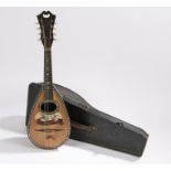 Mandolin by Domenico Zanoni Napoli, the body with tortoiseshell, bone and mother of pearl inlay