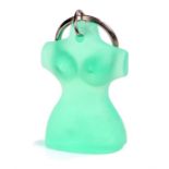 Ed Sheeran's key ring, the loop above the frosted green naked female torso. All of the Ed Sheeran