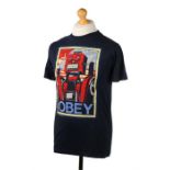 Ed Sheeran's t-shirt, OBEY with a red robot above, size M. All of the Ed Sheeran Collection has come