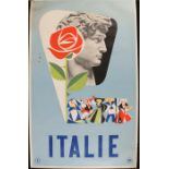 Italy poster, Italie, David with a rose. 62cm x 100cm